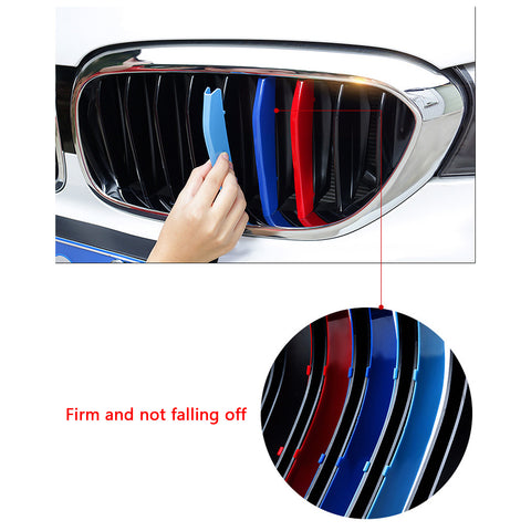 3pcs M-Colored Sporty Grille Kidney Insert Trims for BMW 5 Series GT F07 2009-2017 (9 beam bars)