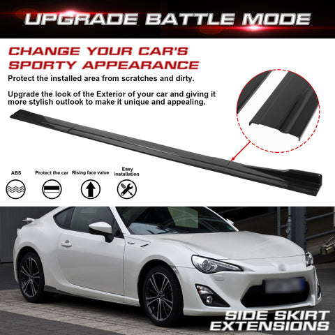 Car Lower Side Skirts Protect Rocker Panel Splitter Winglets Diffuser Bottom Line Extension Body Universal Fit Most Vehicles, 8Pcs/Set (Glossy Black) 85.8 Inch/2.18M