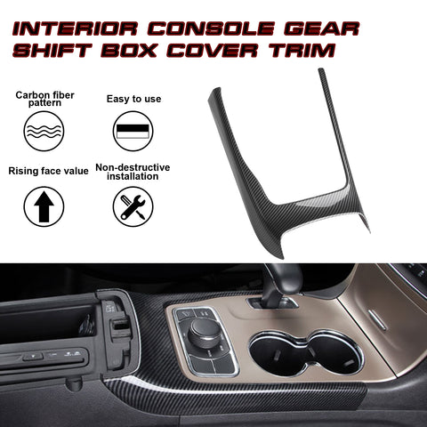Carbon Fiber Pattern Gear Shift Box Cover Trim For Jeep Grand Cherokee 2014-2020