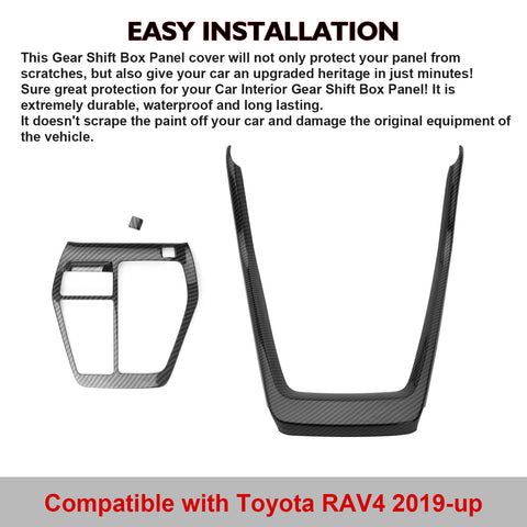 Full Set Carbon Fiber Style Console Gear Shift Box Cover For Toyota RAV4 2019-up