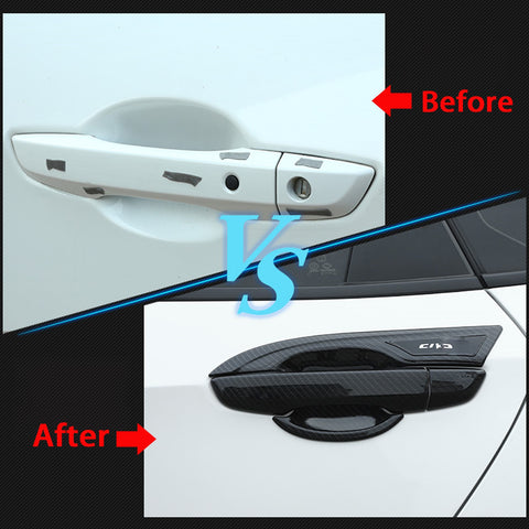 12pcs Carbon Fiber Pattern Car Side Door Handle Cover + Door Handle Bowl Panel Cover Set for Honda Civic 2016-2019