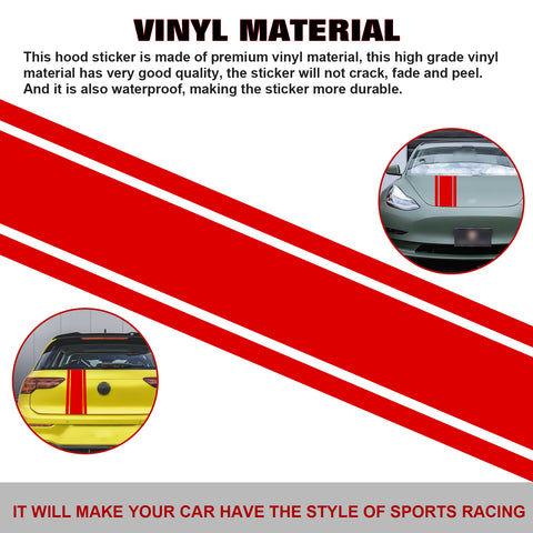 3X Red KK Vinyl Front Hood Bumper Fender Trunk Stripe Stickers Decals For Car