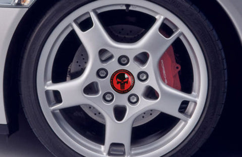 4 x 56.5mm Punisher Rock Skull Emblem Car Wheel Center Cap Decor Cover Sticker