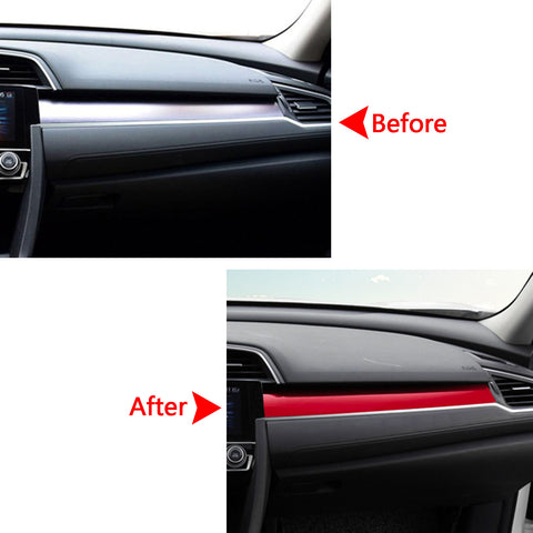 Red Interior Center Console Dashboard Stripe Cover Trim for 10th Gen Honda Civic 2016 2017 2018 2019 2020