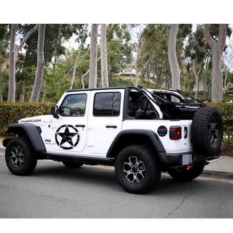 For Jeep Front Hood Sticker - Black/ White/ Yellow Army Military Star Vinyl Graphic Decal for Car Body Trunk Side Fender Door Bumper