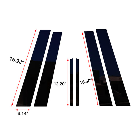 6pcs Glossy Black Car Door Window Pillar Post Cover Trim Molding Kit for Honda Accord 2003-2007