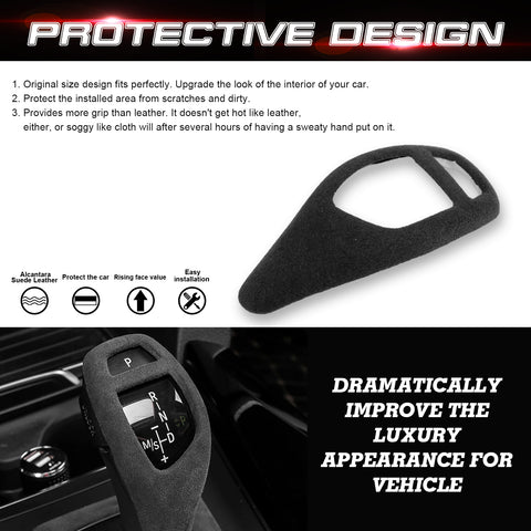 For BMW F22 F30 F33 F34 F20 Alcantara Suede Leather Gear Shift Knob Cover Trim