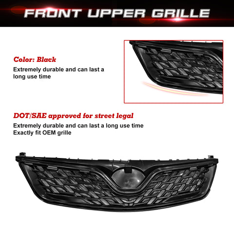 For 2011-2013 Toyota Corolla 4dr Sedan Black Front Upper Grille Cover Molding