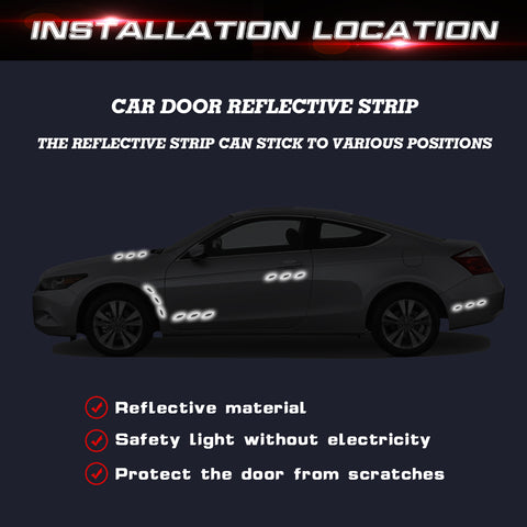 6x White w/ Carbon Fiber Pattern 3D PVC Night Reflect Car Vent Edge Bumper Decal