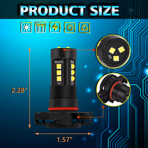 6000K LED 5202 H16 Fog Light DRL Bulbs For Cadillac Escalade ESV EST 2007-2014