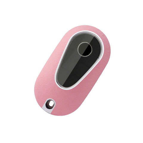 Pink TPU w/Leather Texture Full Protect Remote Key Fob For Mercedes S-Class 2020+