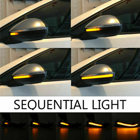Amber LED Side Mirror Turn Signal Light for VW Volkswagen Golf MK7 GTI 2013-up, Smoked Black Dynamic Sequential Blink Side Mirror Marker Lens