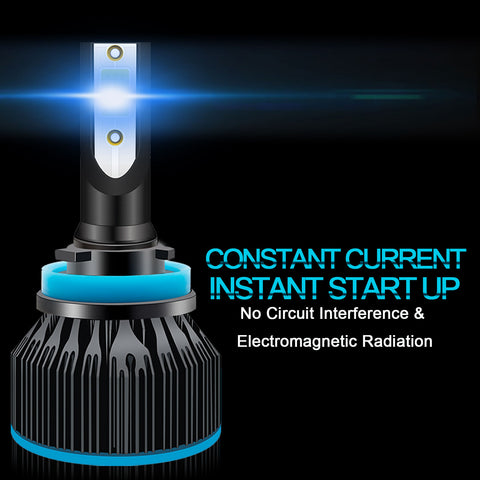 8000K Ice Blue LED Headlight Bulb All-in-One Conversion High Low Beam Kit, 6000LM Super Bright Fog Light Replacement