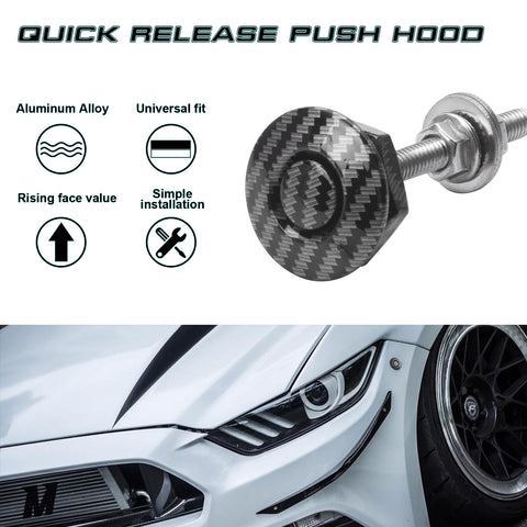 2x Universal Quick Release Bumper Fasteners Alloy Trunk Hatch Lids Kit Carbon Fiber Pattern