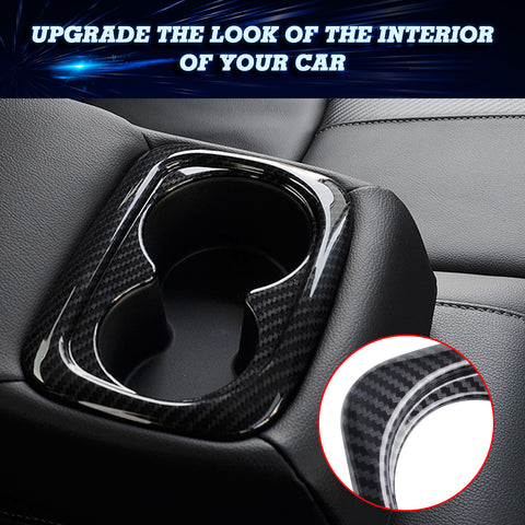Carbon Fiber Pattern Water Cup Holder Frame Cover Trim For Honda Civic 2016-2022