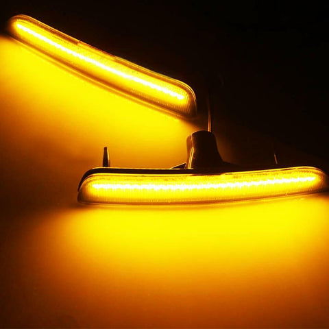 2x Smoked Lens Amber / White LED Front Side Marker Light Lamp Kit for Ford Mustang 2010-2014, Direct Replace, Super Bright 27-SMD