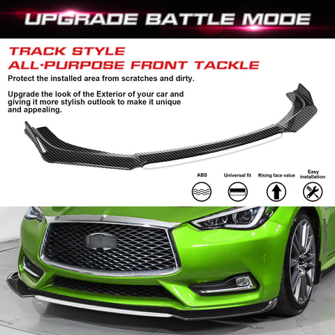Front Bumper Lip Chin Spoiler Splitter Diffuser Protector Body Kit Compatible with Honda Accord Civic or Volkswagen MK5 MK6 MK7 or Kia Optima or Mitsubishi Lancer, Carbon Black w/White 4pcs