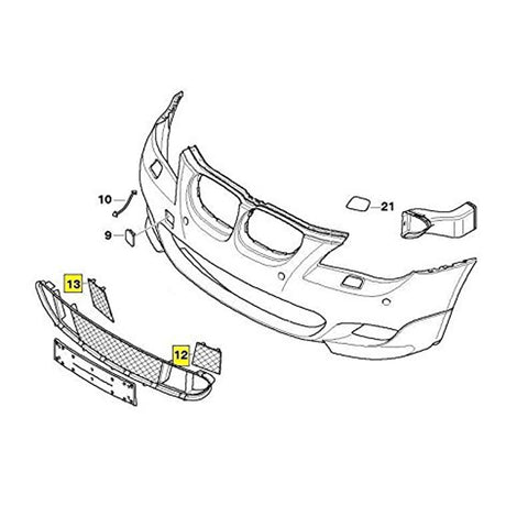 2pcs Front Bumper Cover Lower Mesh Grille Trim for BMW E60 E61 5 Series 2004-2010 M-sport Package Grille