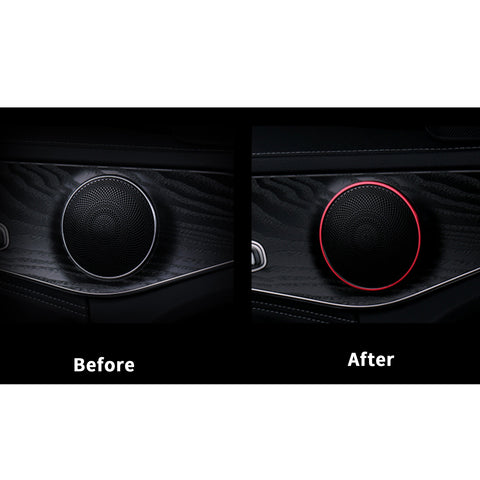 4pcs Blue/ Red Aluminum Car Door Audio Speaker Ring Cover Trim Decal for Mercedes Benz W205 C-Class GLC Class GLC200L 2015+