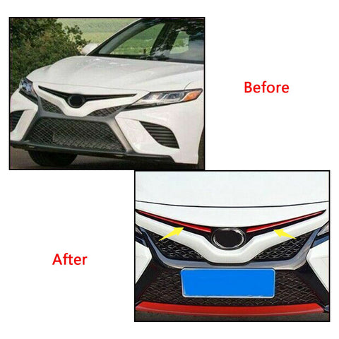 2pcs Red Stainless Steel Front Center Grill Grille Cover Guard Trim for Toyota Camry SE XSE 2018-2024