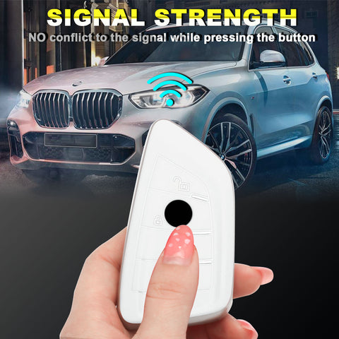 1Pc White Anti-Fingerprint Remote Control Keyless Cover Case Protector For BMW
