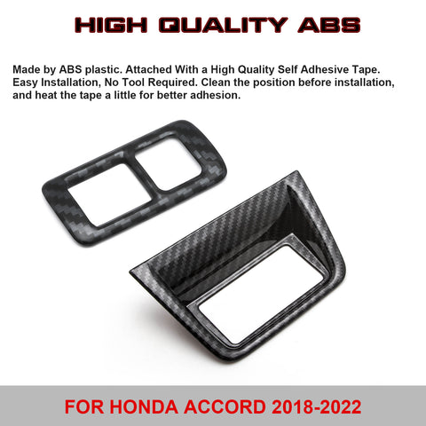 Console Control Function Button Panel & Fog Light Adjust Switch Button Cover Trim, Carbon Fiber Pattern, Compatible with Honda Accord 10th Gen 2018-2022