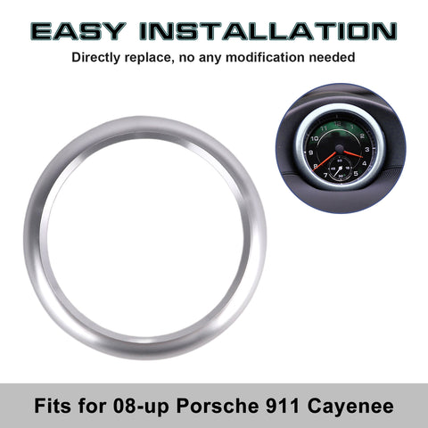 Sliver Alloy Console Dashboard Clock Ring Cover For Porsche 911 Macan Panamera