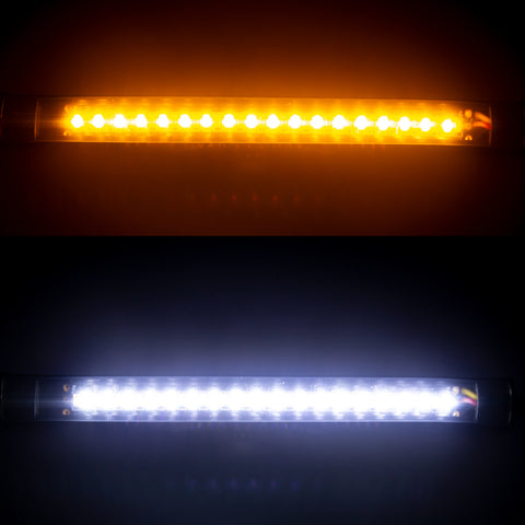 2pcs Switchback White Amber Sequential LED DRL Turn Signal Light Strip 36-SMD Waterproof Adjustable LED Light Bar Kit for Motorcycle