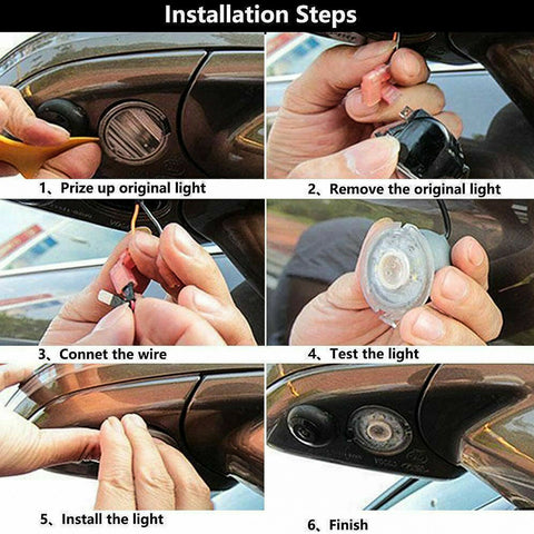 2pcs Xenon White / Ice Blue Error Free High Power LED Side Mirror Puddle Lights for Ford F-150 Raptor Explorer Expedition