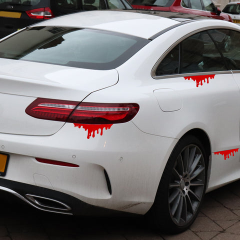 2 Sheets Blood Bleeding Horror Stickers Decor Film Car Front Rear Headlights Window Headlamp Bumper Tail Light Funny Zombie Stickers Accessories Universal for Car