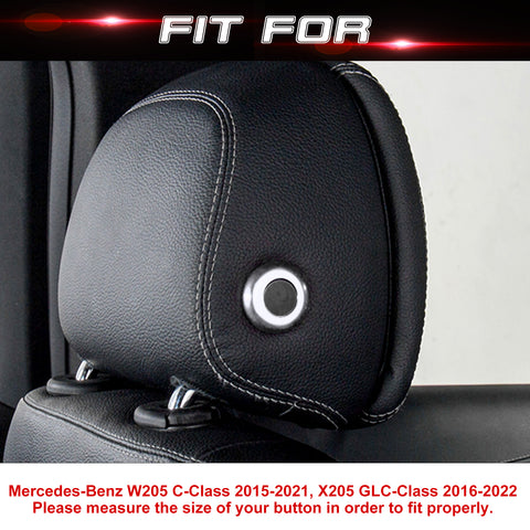 For Benz W205 2015-2021 X205 2016-22 Silver Seat Headrest Button Ring Trim 2PCS