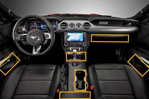 12pcs Non-slip Coaster Cup Holder Door Storage Pad for Ford Mustang 2015-2019 - Car Full Interior Night-Glow Anti-dust Mat