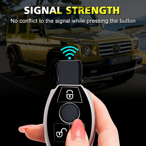 Key Fob Cover Case Shell Keyless Full Protect Black w/Keychain For Mercedes Benz 3 Button