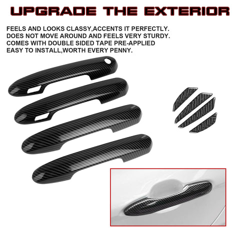 Door Handle+Carbon Fiber Door Edge Protect Trim For Toyota Highlander 2020-UP