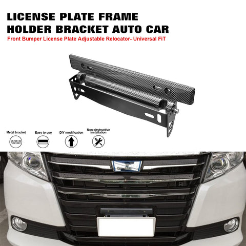 Front Bumper Tow Hook License Plate Mount Bracket Holder Adjustable Universal