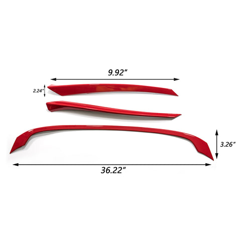 3pcs Red ABS R-Type Front Hood Grille Moulding Cover Trim for Honda Civic 2016-2019
