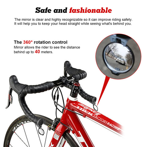 2PCS Black Road Bike Handlebar Adjustable Bicycle Bar End Rearview Mirror kit