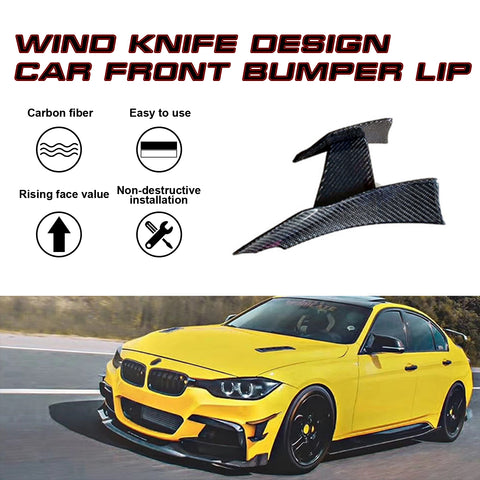 Exterior Front Bumper Lip Fin Splitter Spoiler Canard Winglet Diffuser Trim For BMW 3 Series F80 F82, Carbon Fiber Style