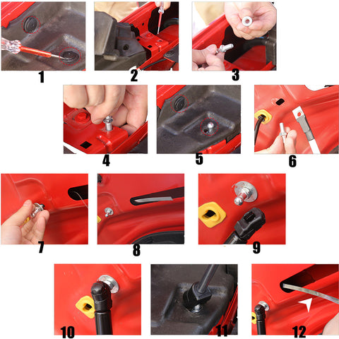 Front Engine Hood Support Lift Strut Shock Accessory Kits fort Jeep Renegade 2015+