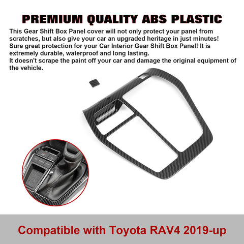 Carbon Fiber ABS Console Gear Shift Media Overlay Trim For Toyota RAV4 2019-2024