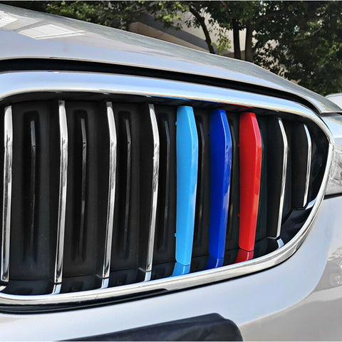 1 Set TRI Color Sporty Kidney Grille Insert Trim Stripe Exactly Fit BMW 6 Series GT G32 2018 2019 (9 Beam Bars)
