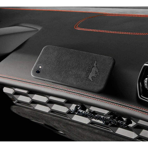 Luxury Super Mustang Logo Slim Leather Alcantara Suede Durable Protective Cover Case for iPhone 7 8 iPhone 7 8 Plus iPhone X