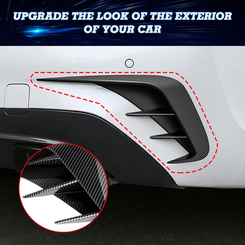 Carbon Fiber Texture Side Rear Bumper Lower Spoiler Air Vent Cover Trim For BMW 3 Series G20 2019-2021
