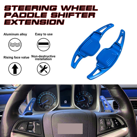 Blue Add-on Steering Wheel Paddle Shift Extension For Chevy Camaro 2012-2015