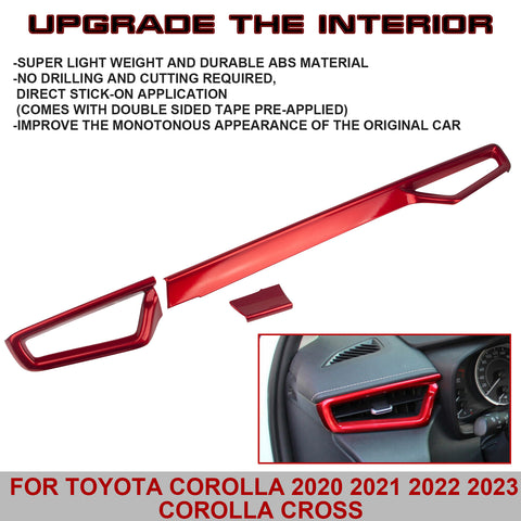 3X Sporty Style Red Side Dashboard AC Air Outlet Cover For Toyota Corolla Cross