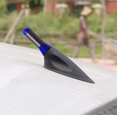 Carbon Fiber Blue Aluminum Antenna Roof Hood Mount Mast 1.4'' inch Screw Type AM/FM Radio Car Antenna Aerial JDM Replacement Universal Fit