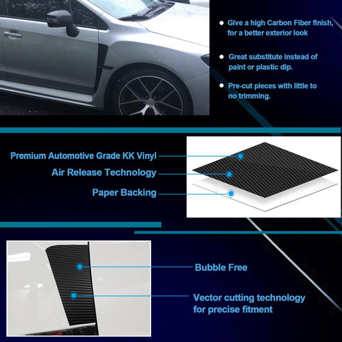 Side Fender Insert Vent Overlay Vinyl Decal Trim Wrap Pre-Cut Genuine Vinyl KK Decal Sticker Compatible with Subaru WRX STi 2015-2021 (Carbon Fiber Pattern, Upper & Lower Fender)