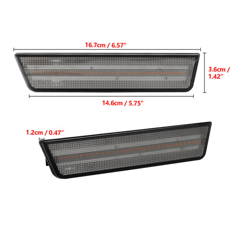 Front Side Marker Light Compatible For Dodge Challenger 2008-2014 LED Amber Front Bumper Sidemarker Light Fender Parking Lamp Assemblies,Smoked Lens