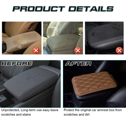 Brown Car Accessories Armrest Cushion Cover Center Box Pad Protector Universal