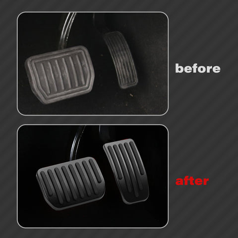 Non-Slip Accelerator&Brake Foot Pedal Cover Replacement - Anti-Slip Gas Brake Paddle Protector - Aluminium Brake Foot Pedal Pad with Rubber Handle Compatible with Tesla Model 3 Y (Black)